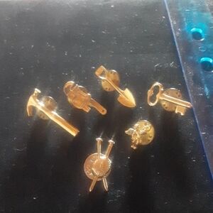 Gold Tone Themed Lapel Pins Set